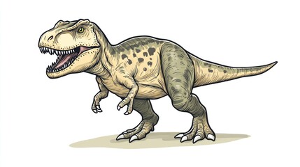 Dinosaur, standing, white background, possible educational material