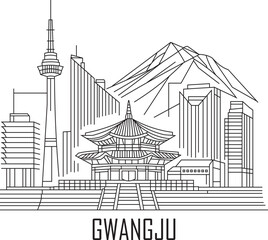 Gwangju City Line Draw Simple Minimalist