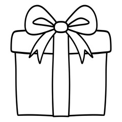 Gift Box with Bow | Christmas Present Line Art