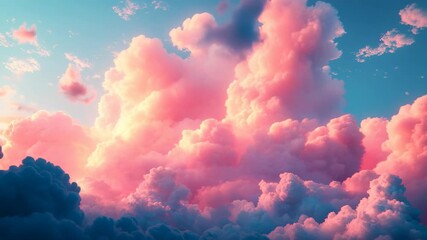 Dreamy pastel clouds illuminated by soft sunset light, creating a serene and ethereal sky atmosphere with shades of pink, blue, and golden hues that evoke a feeling of calm, romance, and tranquility. - Powered by Adobe