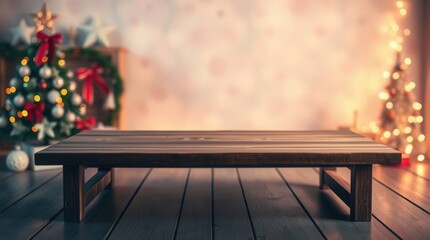 Christmas table holiday background festive decoration celebration winter xmas season new year design space mockup display