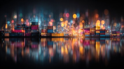 Navigating global markets: the interconnected trade web of major powers. Neon displays. Complex connections: trade pathways linking major global economies. Virtual analytics. Cyber metrics.