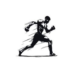 Silhouette of a Male Runner with Speed Effect