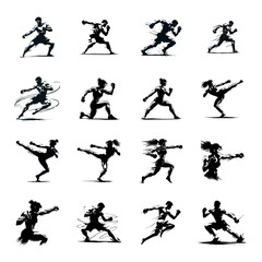 Fighters in Action Silhouette Set