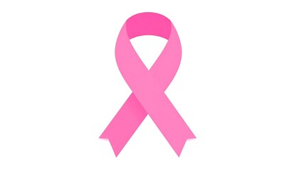 Pink ribbon, folded, on white background. Symbol for a cause