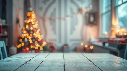 Christmas tree holiday celebration festive season winter xmas decoration lights presents family home interior background