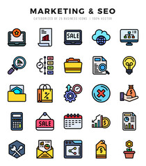 Set of Marketing & SEO Icons Lineal Color icons collection.