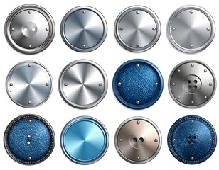 Assortment of twelve metallic and fabric-textured circular designs
