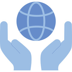 Two Light Blue Hands Holding A Blue Globe With A Transparent Background Global Communication And Connection Concept