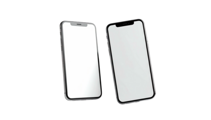 Two silver modern smartphones angled against a black background