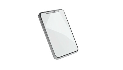 Smartphone angled, blank screen, gray outline on black background