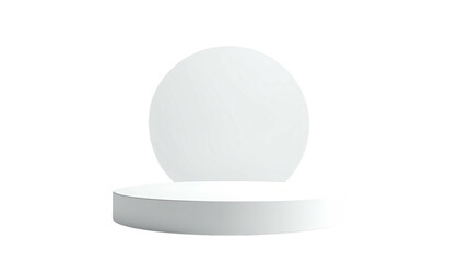 Minimalist white stage with round backdrop on black