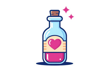 a simple flat 2D icon of 'a heart shaped lollipop', a simple lollipop with a red heart shaped candy, minimalist design, solid red and white colors, clean sharp lines, no shadows