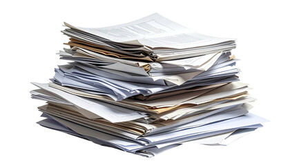 Obraz premium Overwhelmed Stack of papers piled high, forms, documents visible