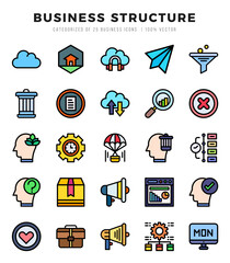 Vector Business Structure types icon set in Lineal Color style. vector illustration.
