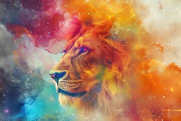 Naklejka premium Abstract сomposition with concept of Leo zodiac sign symbol