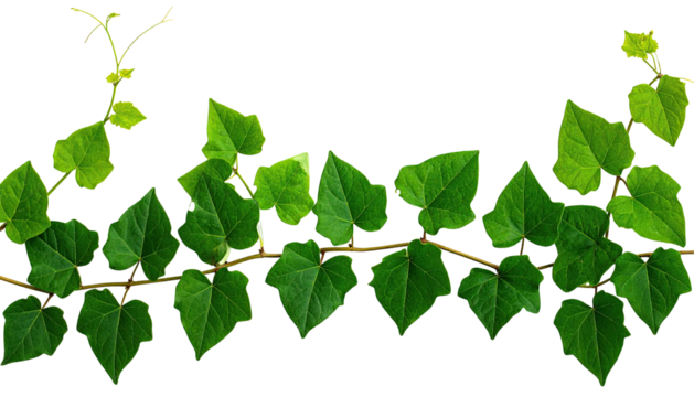 Lush, green ivy with heart-shaped leaves, on black background