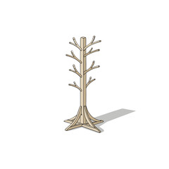Creative Ash Wood Free Standing Coat Rack Branch Inspired Symbol Element