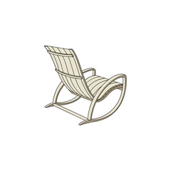 Detailed Ash Wood Curved Lounge Chair Continuous Flowing Icon Set