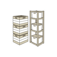 Detailed Maple Cube Storage Unit Modular Set Stackable Bo Scalable Graphic