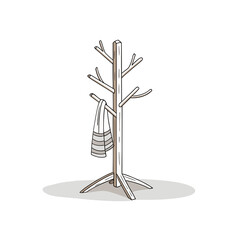 Stylish Ash Wood Free Standing Coat Rack Branch Inspired 1 Vector Illustration