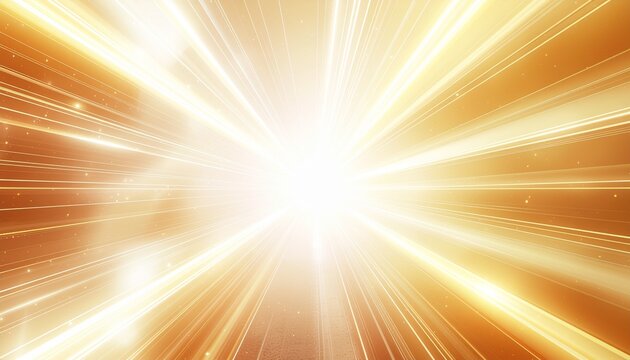 Dynamic golden light burst with radiating rays and streaks creating an energetic abstract background, symbolizing speed, power, and illumination for various designs