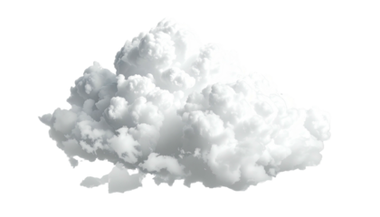 Single, fluffy cumulus cloud isolated on a black background
