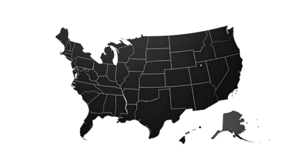 Dark stylized United States map outlined in white on black