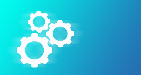 Blue gear icon isolated on a blue background. Cogwheels, gear sign. Gear symbol.