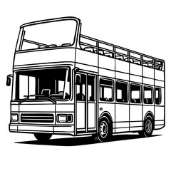 double-decker tour bus with open top, highly detailed