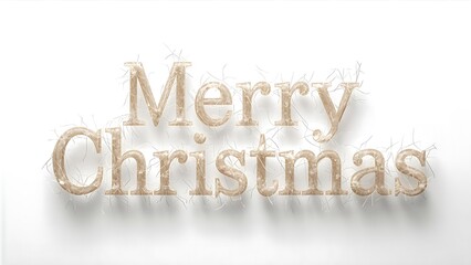 Elegant "Merry Christmas" Text with Delicate Cracks and Neutral Tones on a Clean White Background, Festive Greetings with a Refined and Subtle Design for Holiday Celebrations