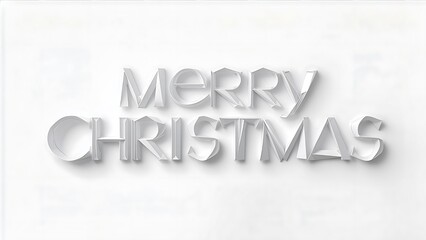 Elegant Paper Art: Merry Christmas Greeting, Minimalist Christmas Card Message Displayed with Artistic White Paper Cutouts