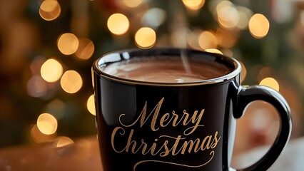 Warm Christmas Greetings with Steaming Cocoa, Festive Mug Cheers, A Cozy Holiday Treat for Christmas Eve