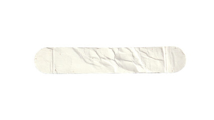 Crumpled White Paper Strip PNG Isolated | Distressed Horizontal Tag with Rounded Edges and Wrinkled Texture for Labels and Banners.

