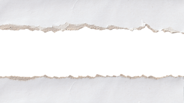 Horizontal Distressed Ripped Paper Frame PNG | High-Detail Grunge Border Cutout for Text, Titles, and Website Design.
