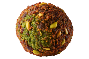 Taameya Egyptian falafel ball made from chickpeas or fava beans, isolated on white transparent background, concept of ethnic Arabic food