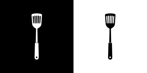 Spatula icon isolated on black and white