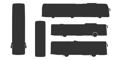 CAD Drawings. Top view of different buses silhouette isolated on white background. Vector illustration. © MkJutt