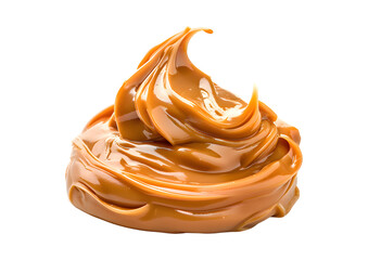 Delicious caramel cream isolated on transparent background