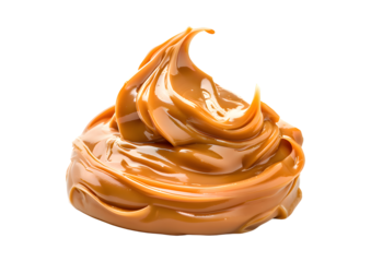 Delicious caramel cream isolated on transparent background