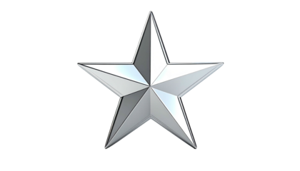 Metallic, five-pointed star isolated on a black background