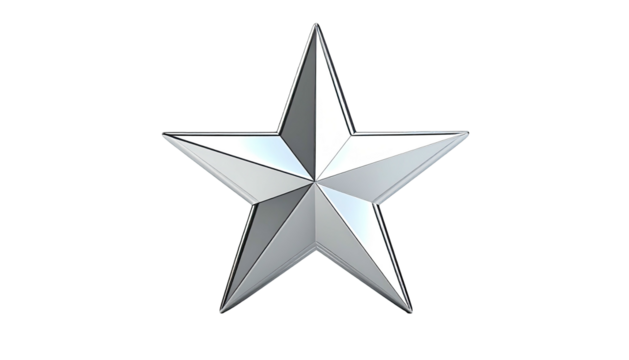 Metallic, five-pointed star isolated on a black background