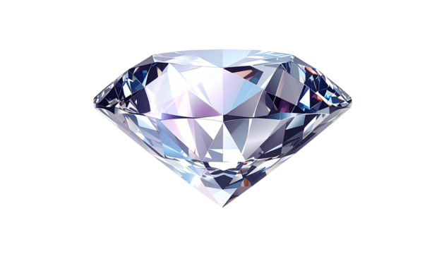 Gleaming, faceted gem with complex light reflection, isolated