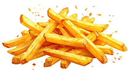 Pile of golden, fried potato sticks, some with salt flecks