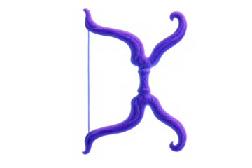 Purple arcane bow for powerful magic and fantasy archery, enchanting weapon with ornate design on transparent background