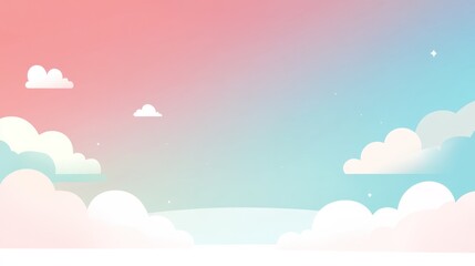 Fototapeta premium Pastel sky gradient background with white clouds for general use