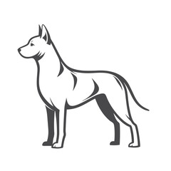 Minimalist Silhouette of a Standing Dog on White Background, Canine