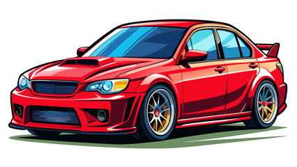 Obraz premium Very beautiful red car vehicle vector illustration with clean lines, modern minimal design, glossy finish, and white background for automotive or transportation concept artwork.