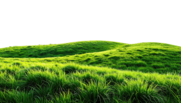 Green grass hills against a black sky in a natural setting