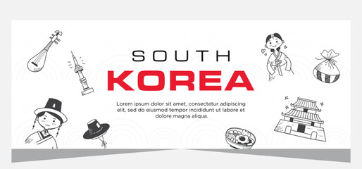 Fototapeta premium Hand drawn south Korean template banner design